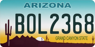 AZ license plate BOL2368