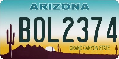AZ license plate BOL2374