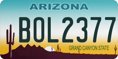 AZ license plate BOL2377