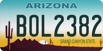 AZ license plate BOL2382