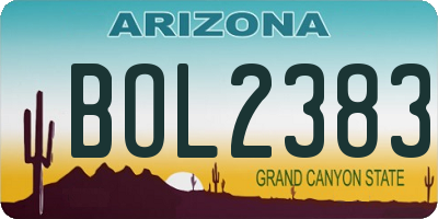 AZ license plate BOL2383