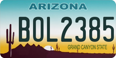AZ license plate BOL2385