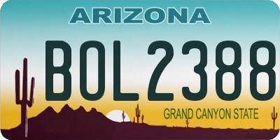 AZ license plate BOL2388