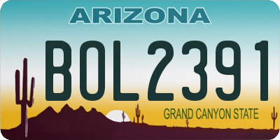 AZ license plate BOL2391