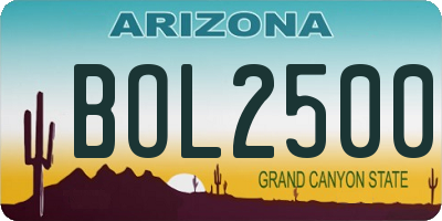 AZ license plate BOL2500