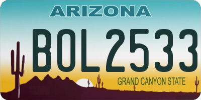 AZ license plate BOL2533