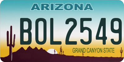 AZ license plate BOL2549