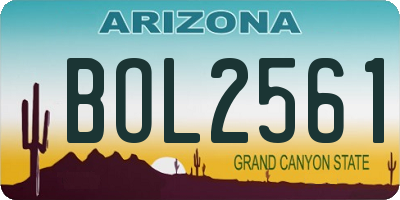 AZ license plate BOL2561