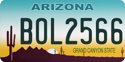AZ license plate BOL2566