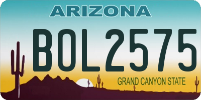 AZ license plate BOL2575