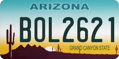 AZ license plate BOL2621