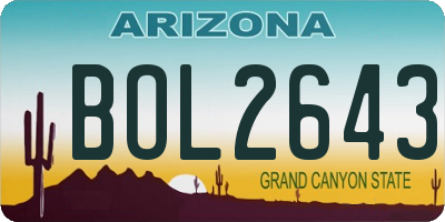 AZ license plate BOL2643