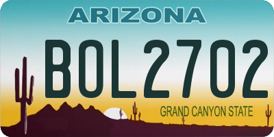 AZ license plate BOL2702