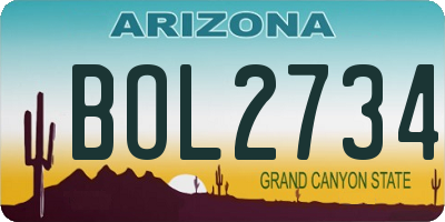 AZ license plate BOL2734