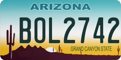 AZ license plate BOL2742