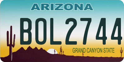 AZ license plate BOL2744