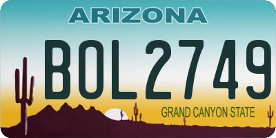 AZ license plate BOL2749