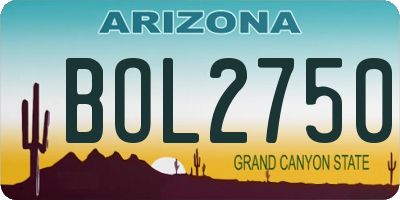 AZ license plate BOL2750