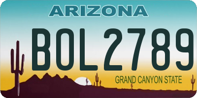 AZ license plate BOL2789
