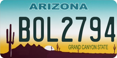 AZ license plate BOL2794