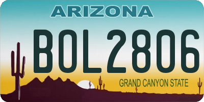 AZ license plate BOL2806