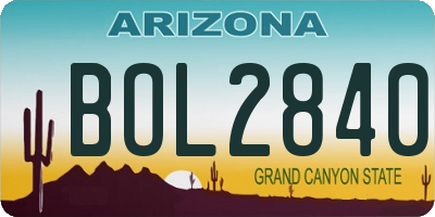 AZ license plate BOL2840