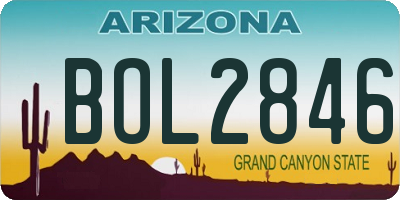 AZ license plate BOL2846
