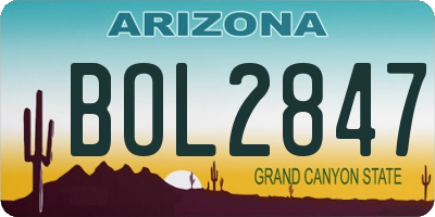 AZ license plate BOL2847