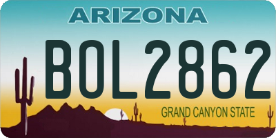 AZ license plate BOL2862