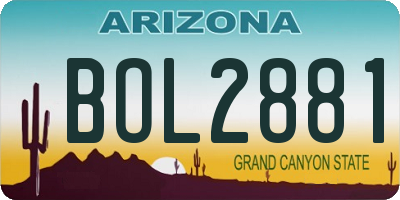 AZ license plate BOL2881