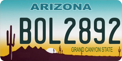 AZ license plate BOL2892
