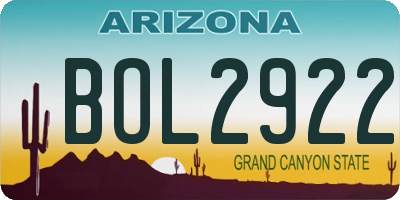 AZ license plate BOL2922