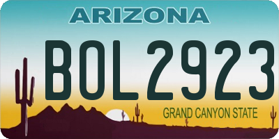AZ license plate BOL2923