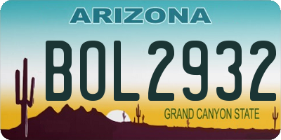 AZ license plate BOL2932