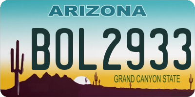 AZ license plate BOL2933