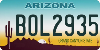 AZ license plate BOL2935