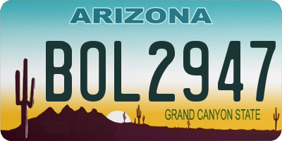 AZ license plate BOL2947
