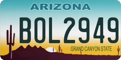 AZ license plate BOL2949