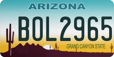 AZ license plate BOL2965