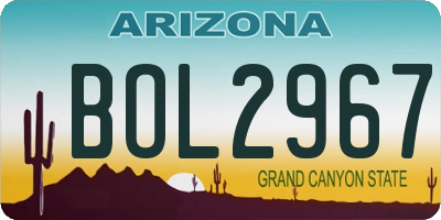 AZ license plate BOL2967