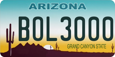 AZ license plate BOL3000