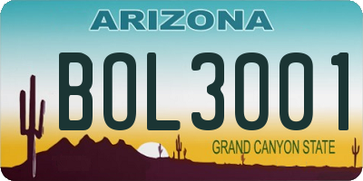 AZ license plate BOL3001