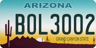 AZ license plate BOL3002