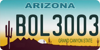 AZ license plate BOL3003