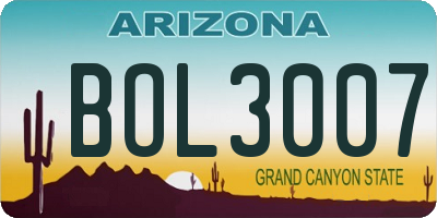 AZ license plate BOL3007