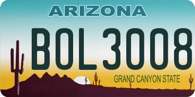 AZ license plate BOL3008