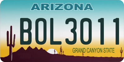AZ license plate BOL3011