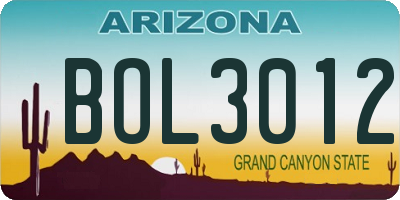 AZ license plate BOL3012