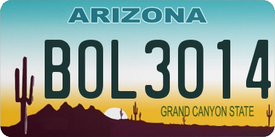 AZ license plate BOL3014