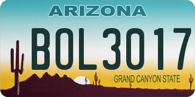 AZ license plate BOL3017